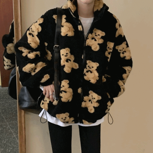 [권민아 착용] 테디베어 곰돌이 스트링 뽀글이 자켓